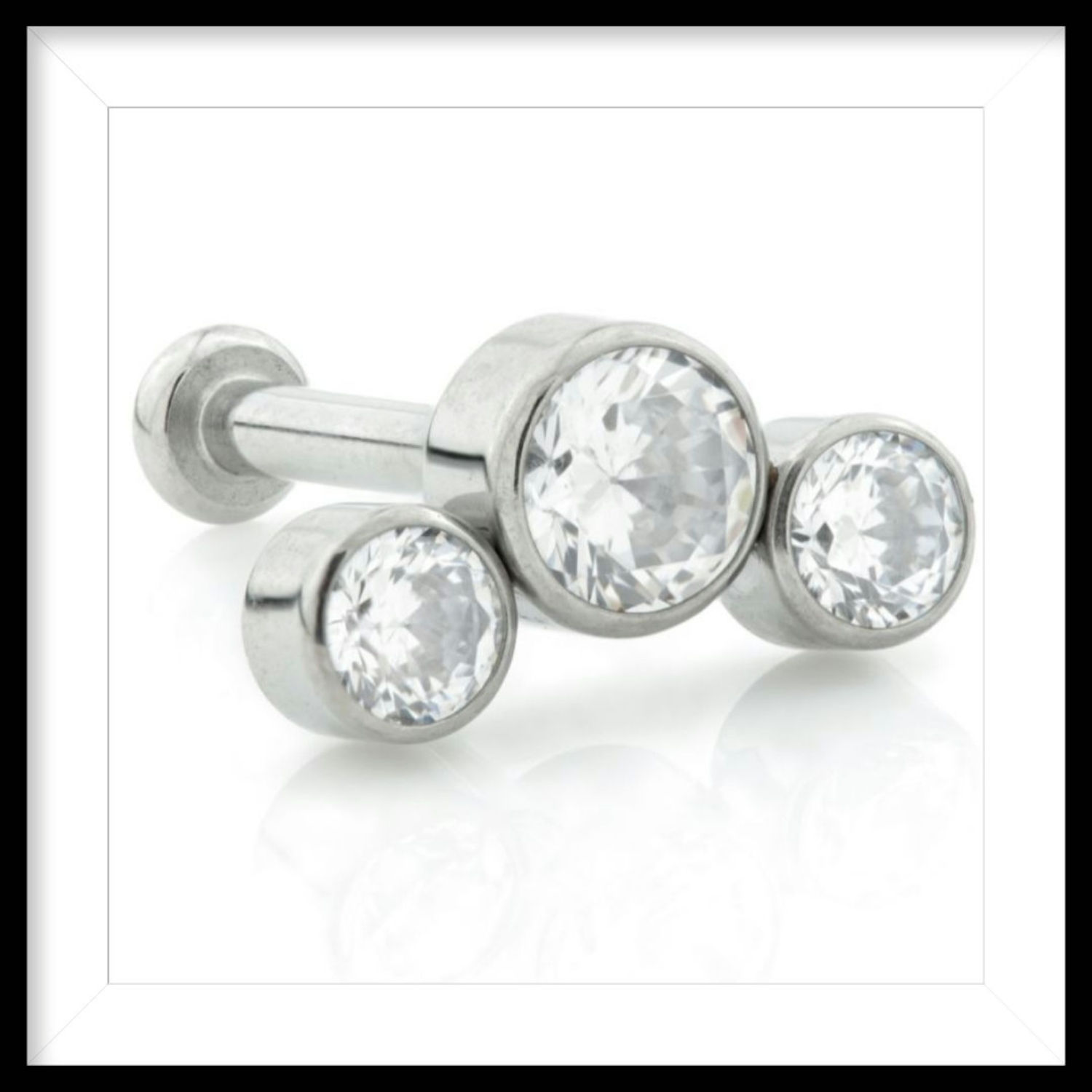 THREADLESS TRIO CLEAR CRYSTAL 