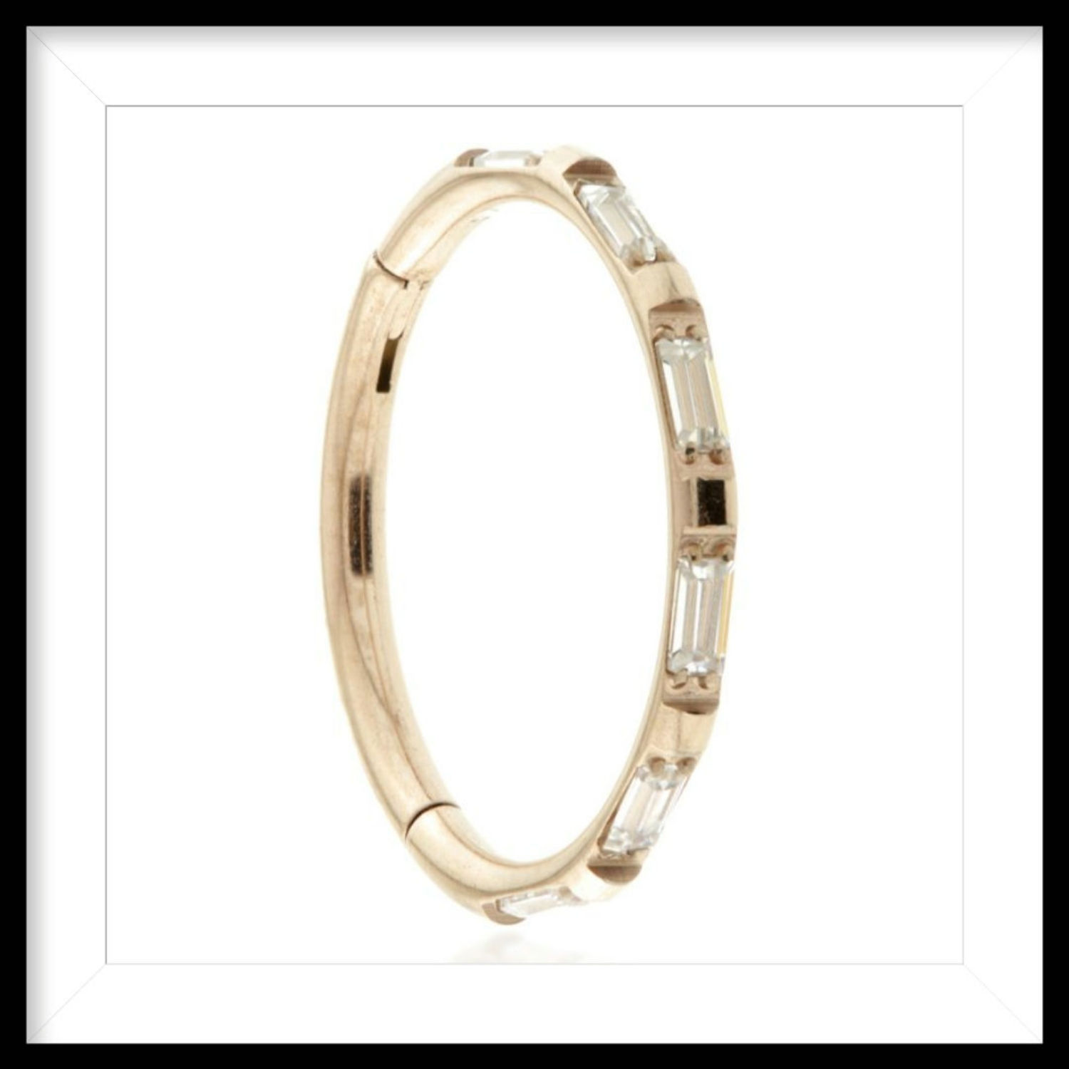 ROSE GOLD TITANIUM CRYSTAL JEWELLED BAGUETTE RING