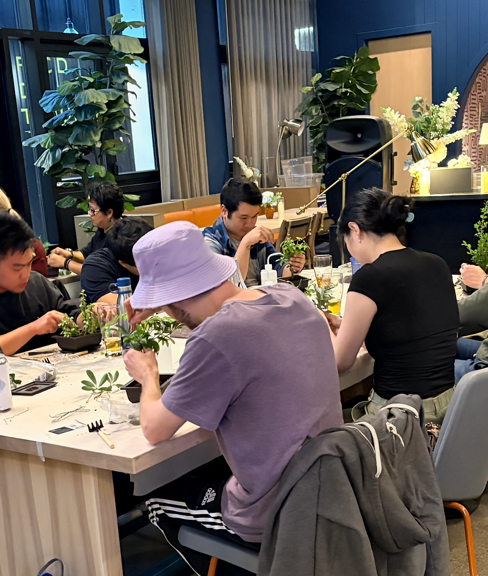 If you have ever wondered what a beginner bonsai workshop in Calgary actually feels like, last night gave us the perfect answer. YYC Plant Delivery hosted a sold out Create A Bonsai workshop at The District at Beltline, right in the Food Hall and Lounge Building on 11 Avenue Southwest, and the room was full of energy from the very first minute. Guests arrived a little unsure of what to expect and left two hours later with a finished bonsai tree, a handful of new skills, and in many cases, a few new friends.
For anyone in Calgary searching for things to do in Beltline, a unique date night idea, or a hands on plant workshop near downtown Calgary, this recap walks through exactly what the evening looked like, phase by phase.