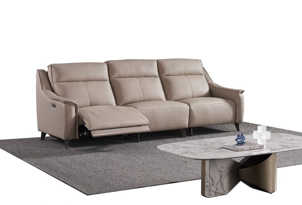 EK2230 Extra long Genuine Leather Sofa with one Electric Power Recliner