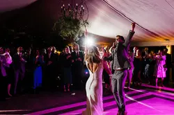 couple on the dance floor at pylewell park wedding