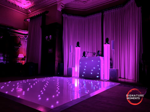 Ashridge House DJ set up with lights