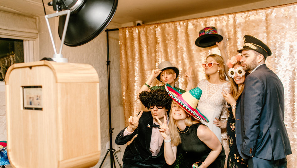 fun photo booth hire at a wedding in Surrey