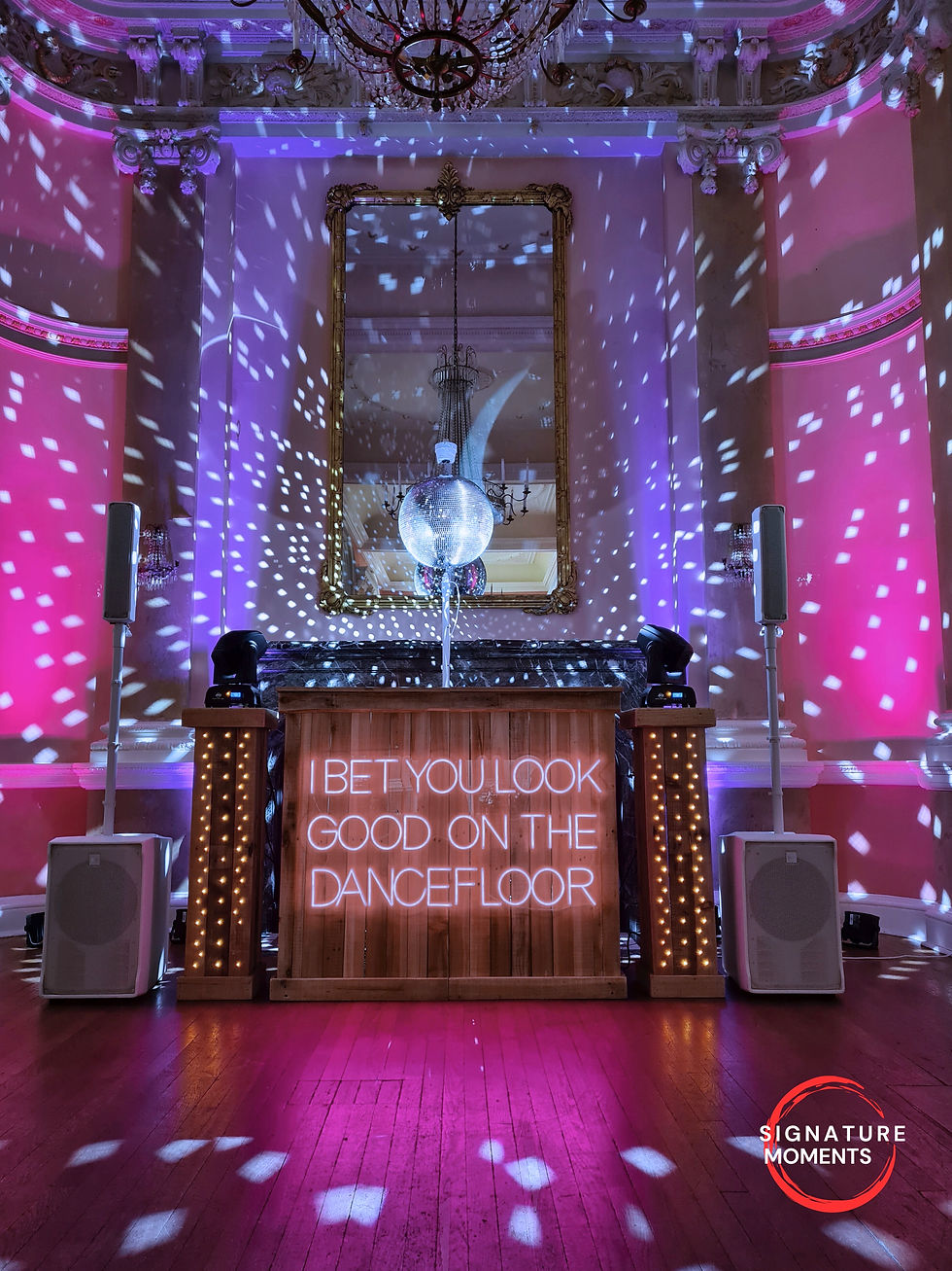 DJ booth and lighting at Danesfield House
