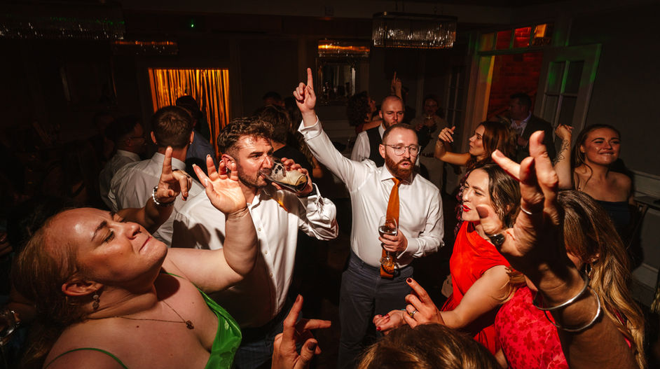 Evening disco at a Gloucestershire wedding with colorful lighting