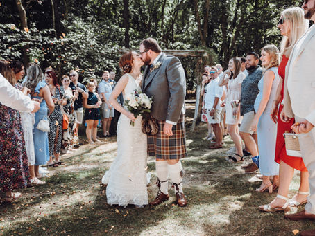 A couple who have just got married at sparrows campsite in Essex