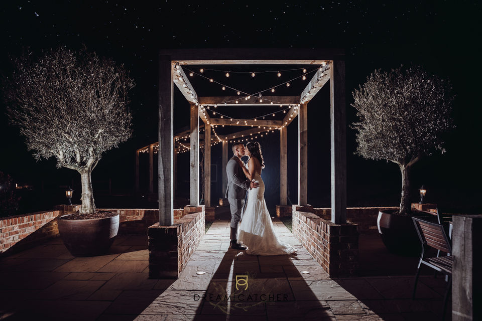 A night time photography of a wedding couple at vaulty manor