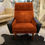 Thumbnail: A Very 60's Danish Lounge Chair With Upholstery And Vinyl On The Arms