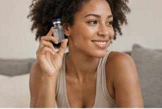 Woman holding medicine vial in hands