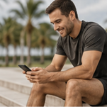 Man on phone accessing Forma Wellness
