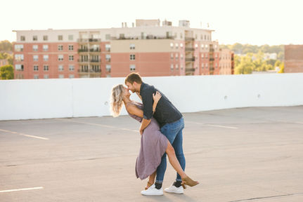 Urban downtown engagement session in Elgin IL