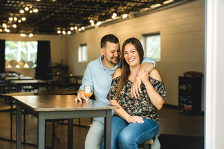 Engagement session at a local tap house