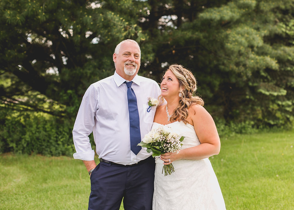 Bride and dad on wedding day, Rockford micro wedding