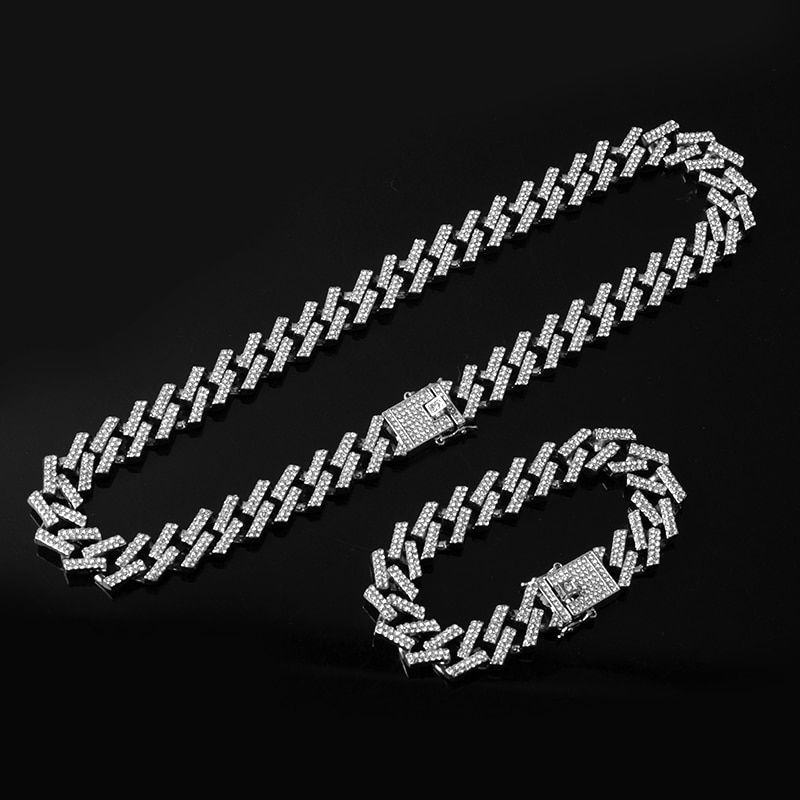 Thumbnail: Collar, reloj y pulsera de Hip Hop para hombre, cadena cubana de Miami 