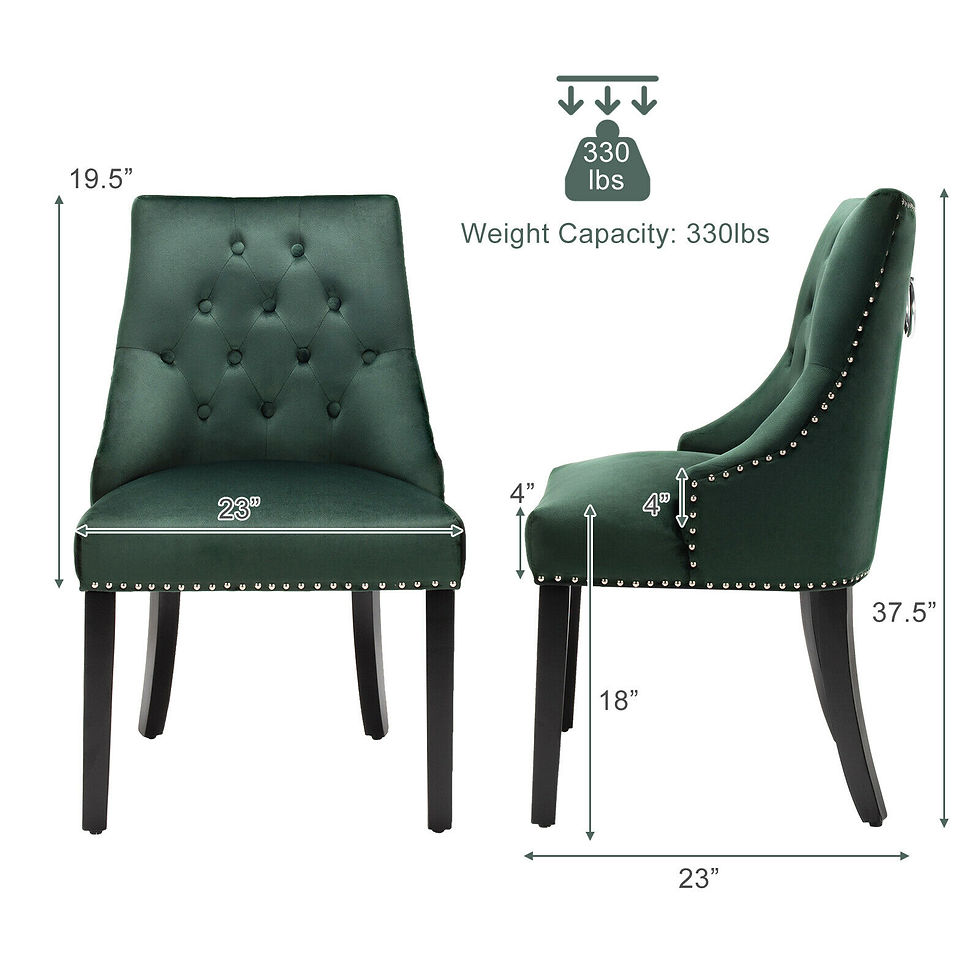 Thumbnail: Velvet Dining Chair Upholstered Tufted Armless w/ Nailed Trim & Ring Pull Green