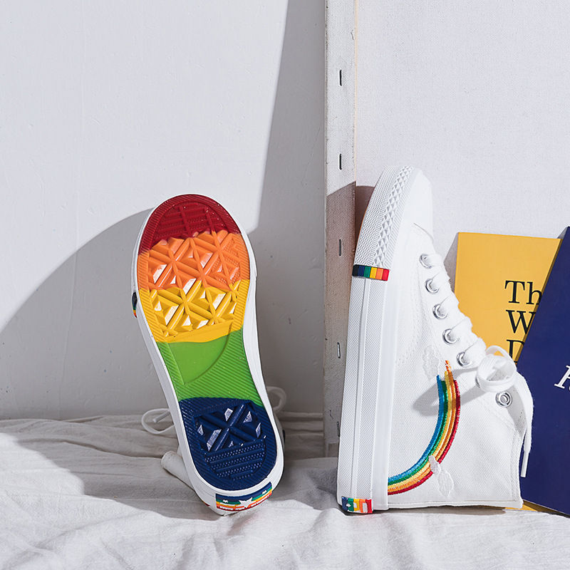 Thumbnail: High-Top Rainbow Canvas Shoes