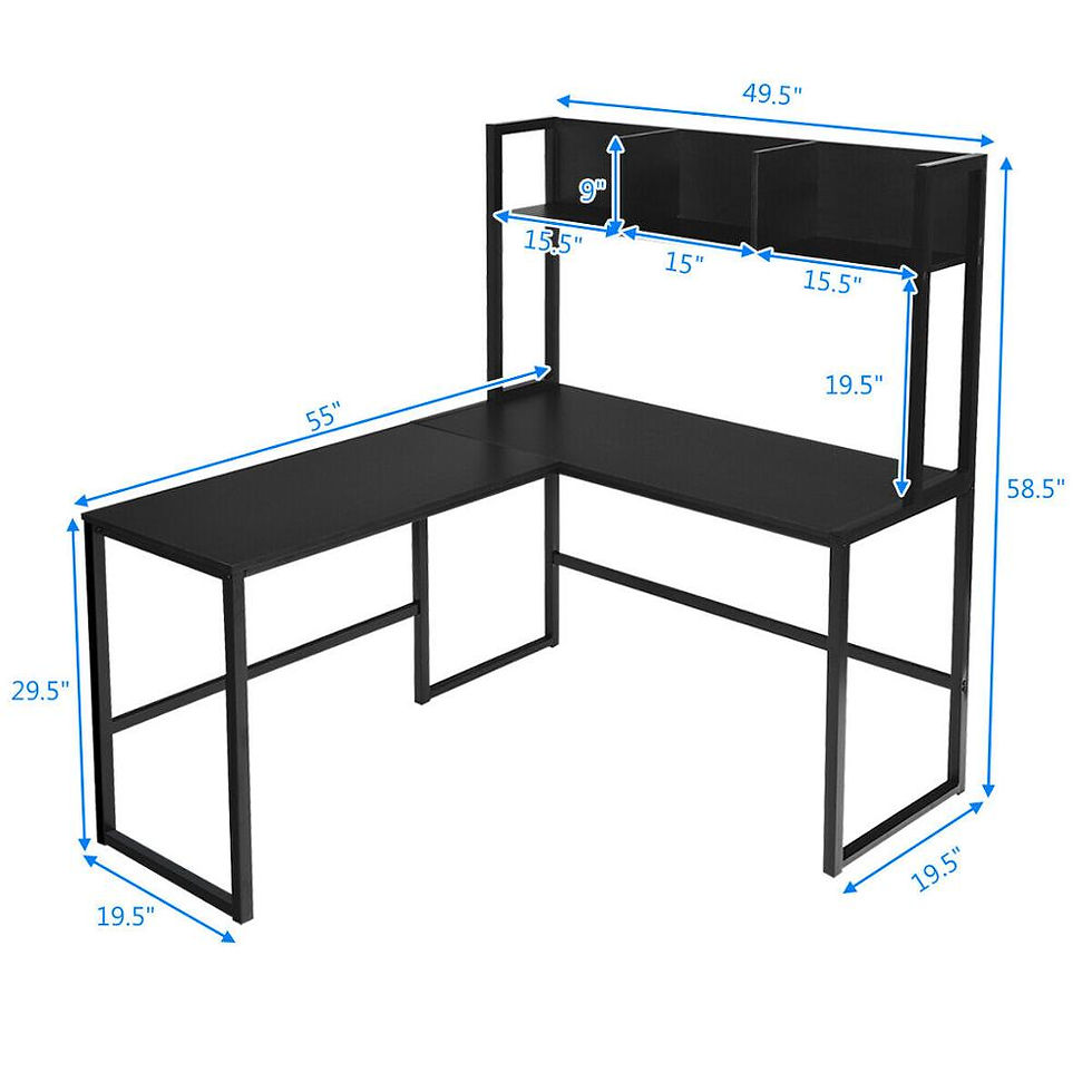 Thumbnail: 55" L-Shaped Desk Corner Computer Desk Writing Workstation Table w/Hutch HW63364