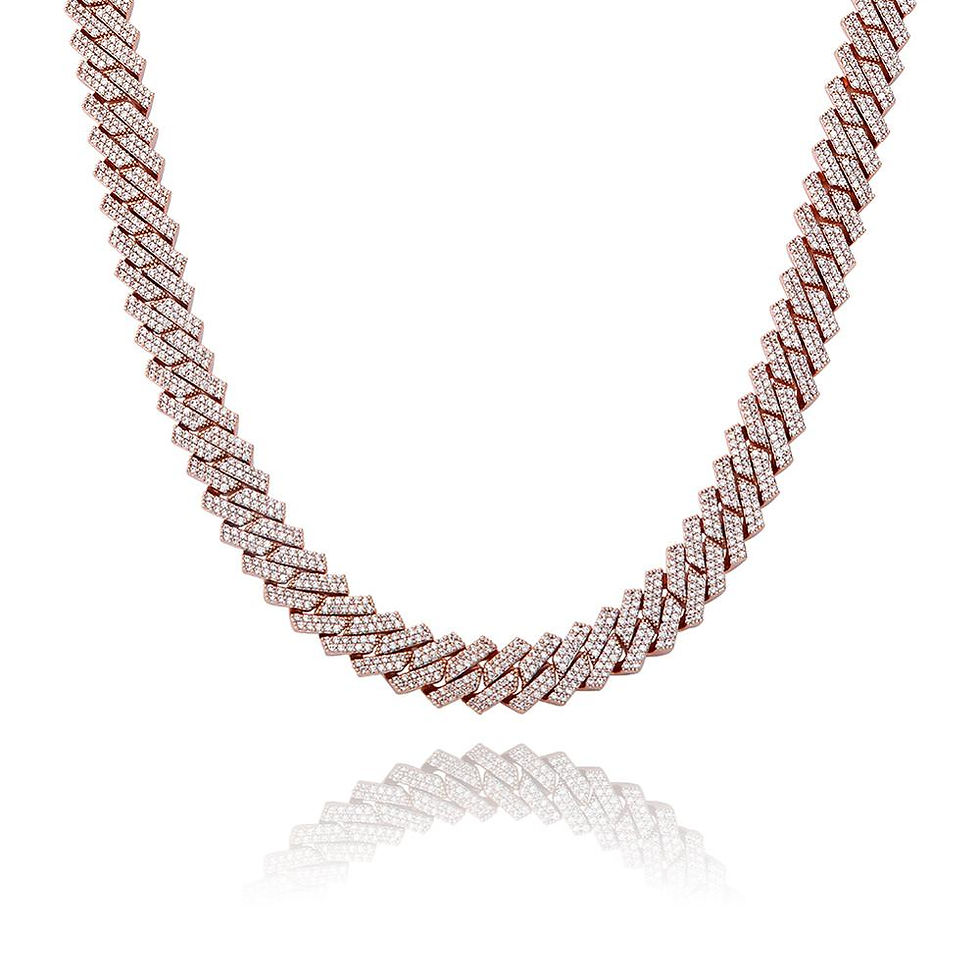 Thumbnail: TOPGRILLZ 12mm/14mm Iced Micro Pave Cubic Zirconia Cuban Chain Necklace With 