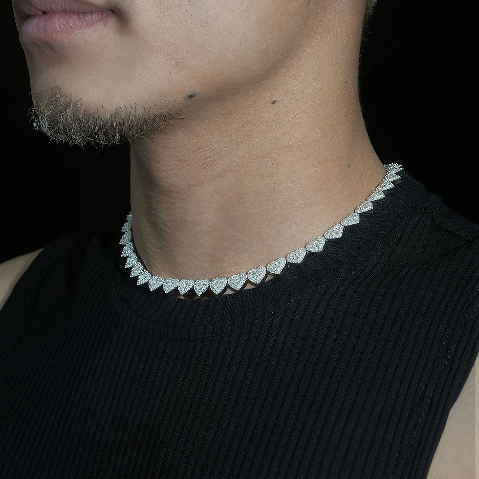 Thumbnail: 8mm Heart shaped Chain S925 Silver Mosonite Cuban Bracelet Iced Out Hip Hop Jewe