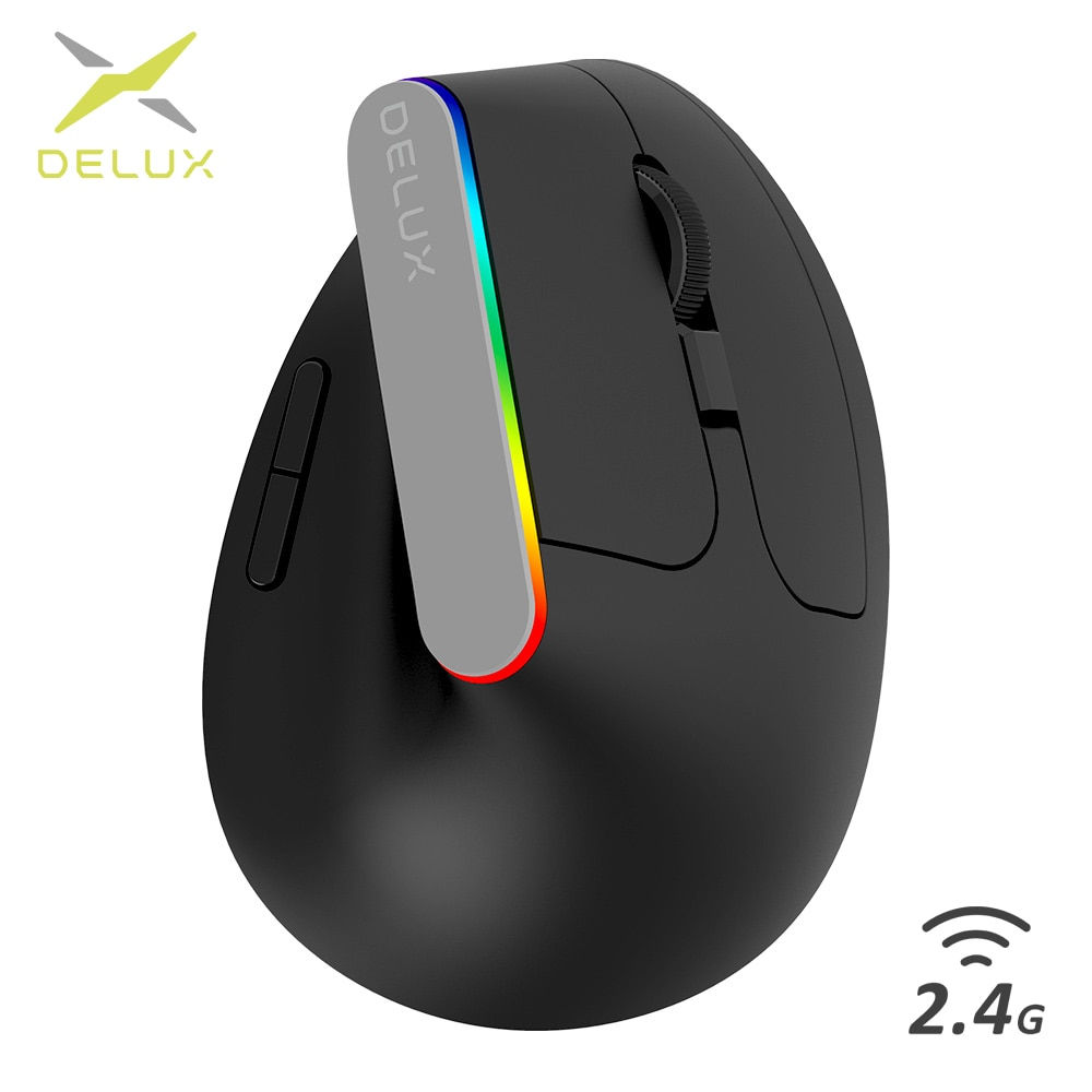 Delux M618C Wireless Silent Ergonomic Vertical 6 Buttons Gaming Mouse USB