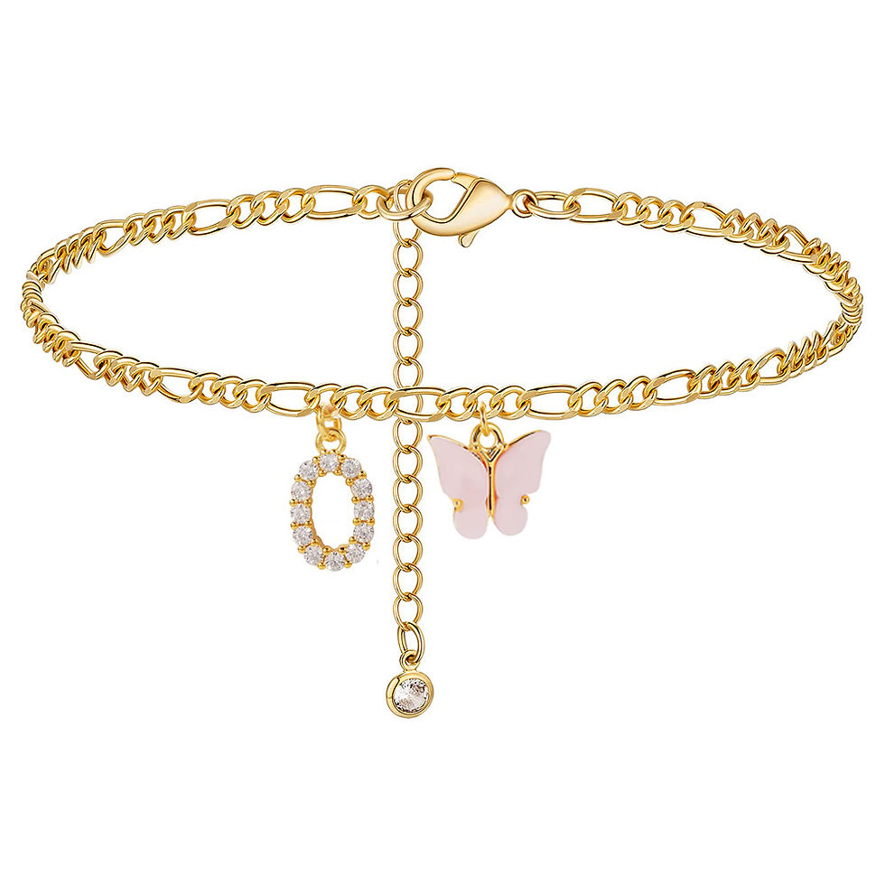 Thumbnail: Butterfly Cuban Link Anklet A-Z Letter Initial Anklets Bracelet for Women Stainl