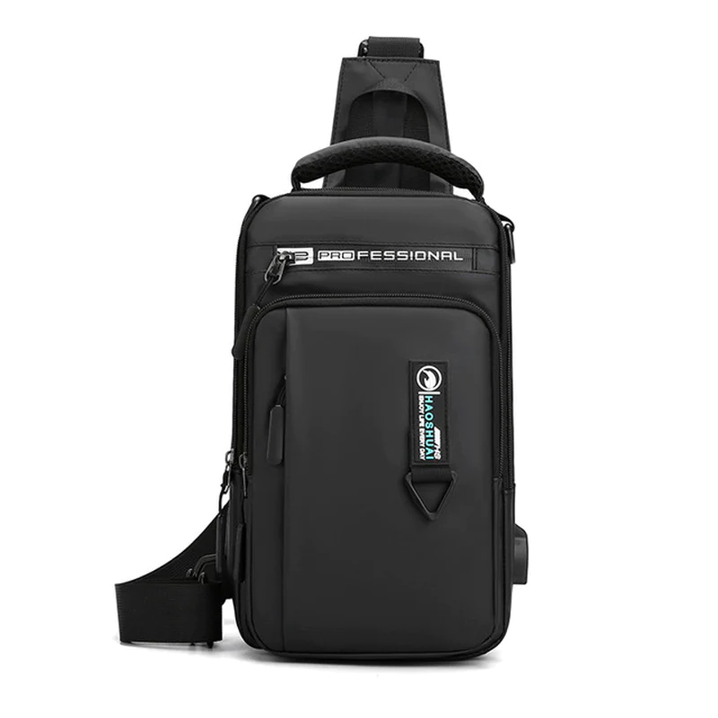 Thumbnail: Men Nylon Crossbody Bag with USB Charging Port Multifunction Outdoor Travel Wate