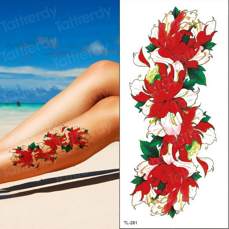 Thumbnail: Red color Rose Tatoo blossom flower brand 