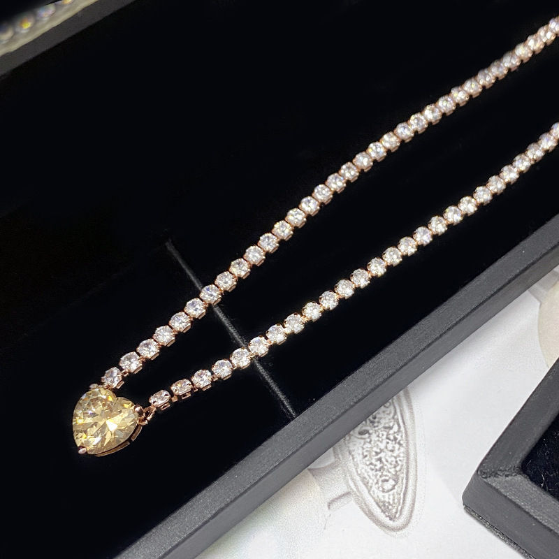 Thumbnail: MDL Moissanite StyleLolita Aquamarine Necklace Burst Flash Set 18K Plated Candy 