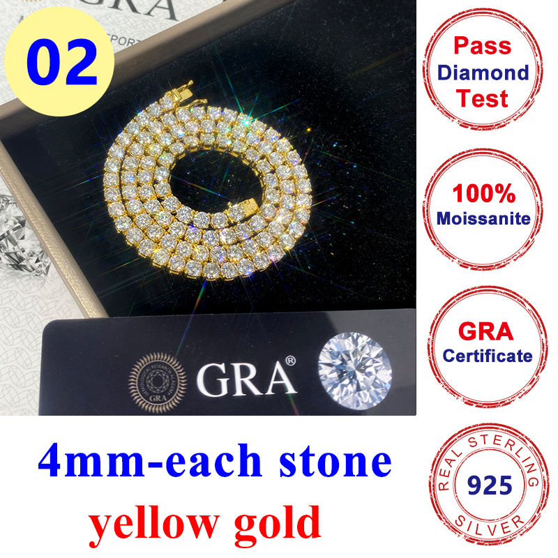 Thumbnail: 3-6.5MM Full D Color Moissanite Tennis HipHop Bracelet Necklace Original S925 St