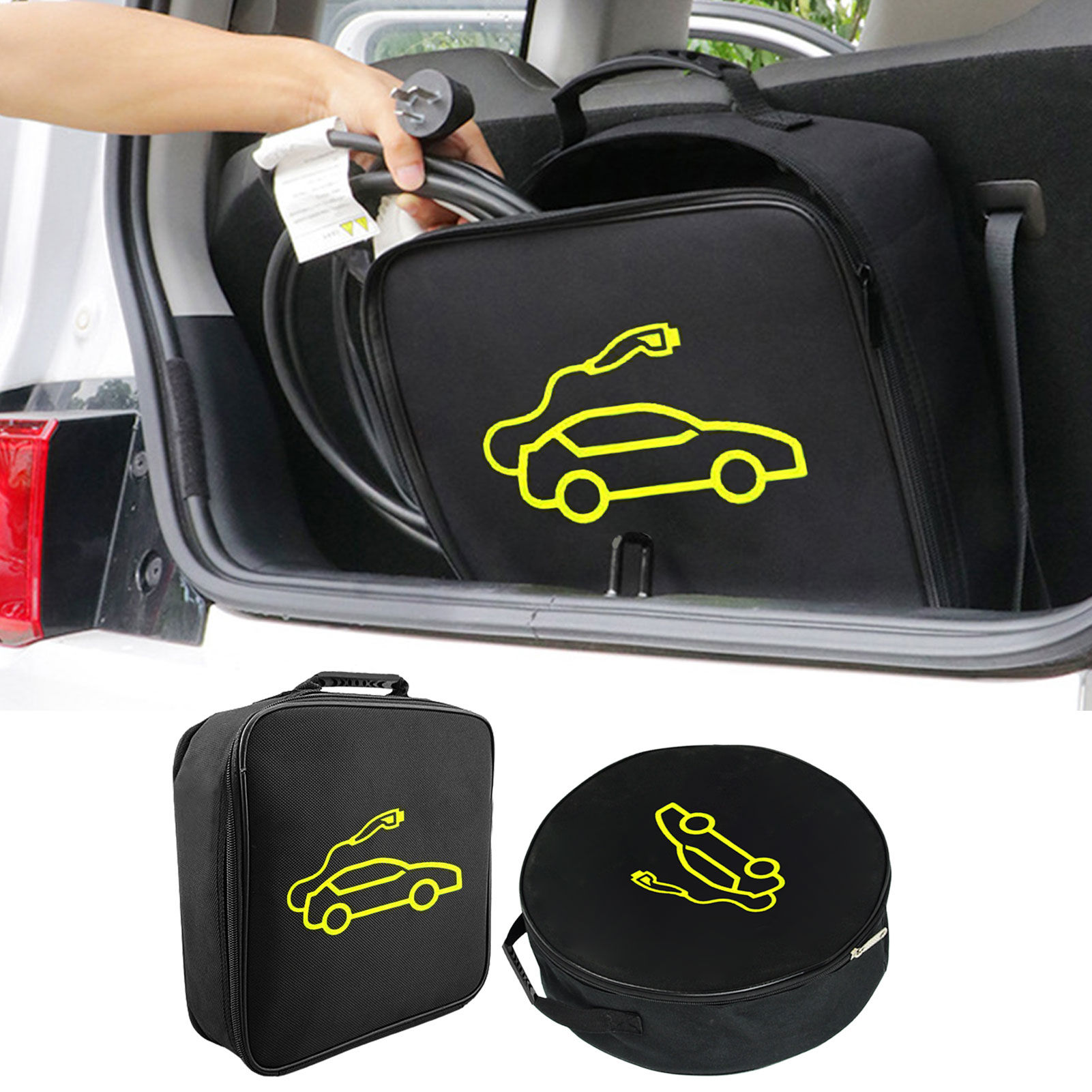 EV Car Charging Cables Storage Bag Jumper Cables Charger Plugs Sockets Charging 