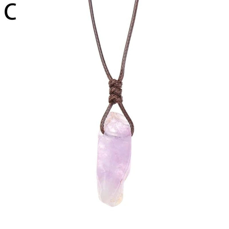 Thumbnail: 1Pc Irregular Rainbow Stone Natural Crystal Chakra Rock Necklace Golden Plated Q