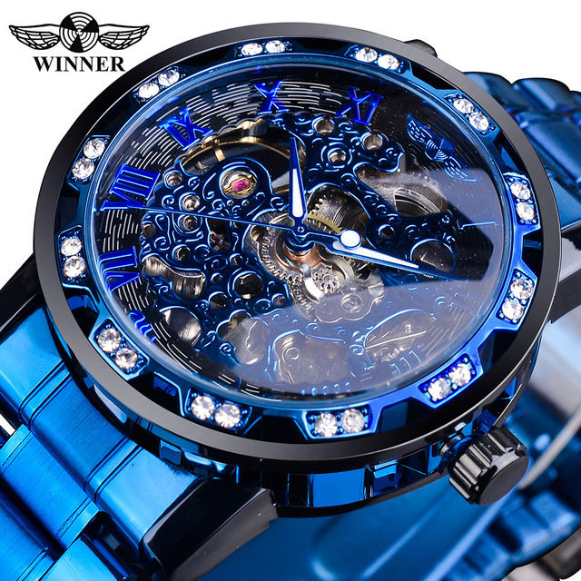 Thumbnail: Winner Men Top Brand Luxury Transparent Male Mechanical Skeleton Wrist Watch