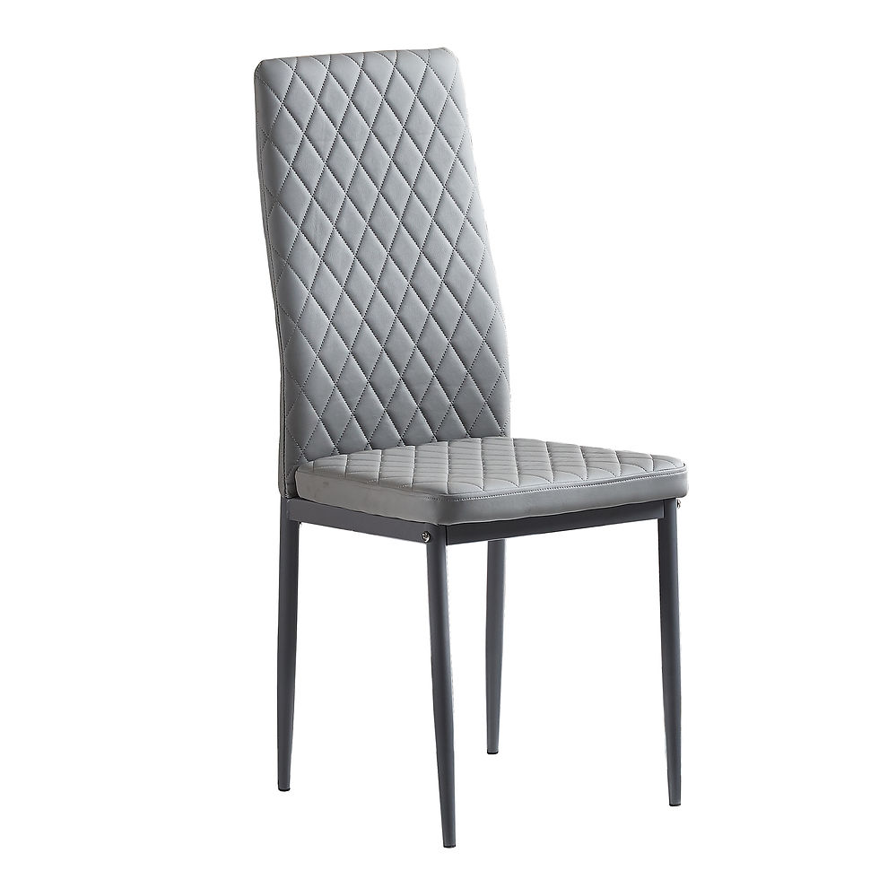 Thumbnail: Light Gray modern minimalist dining chair fireproof leather sprayed metal pipe d