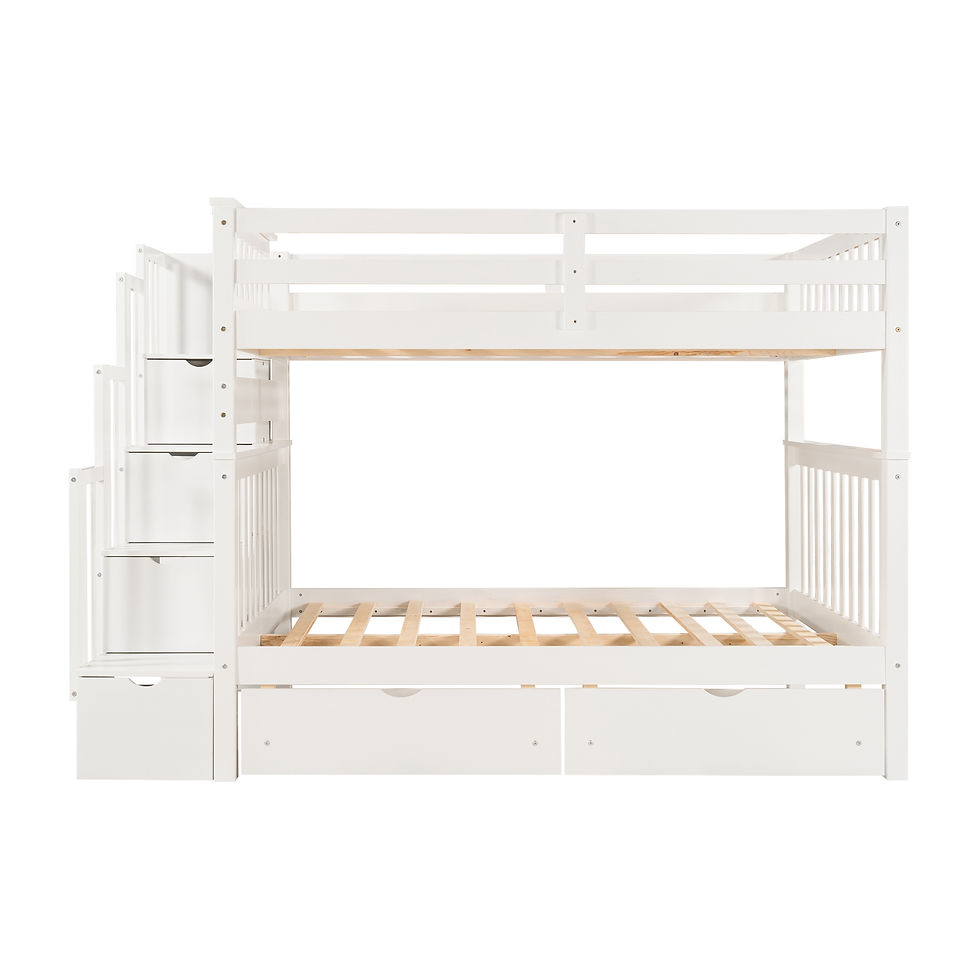 Thumbnail: Full Over Full Bunk Bed with Shelves and 6 Storage Drawers, White