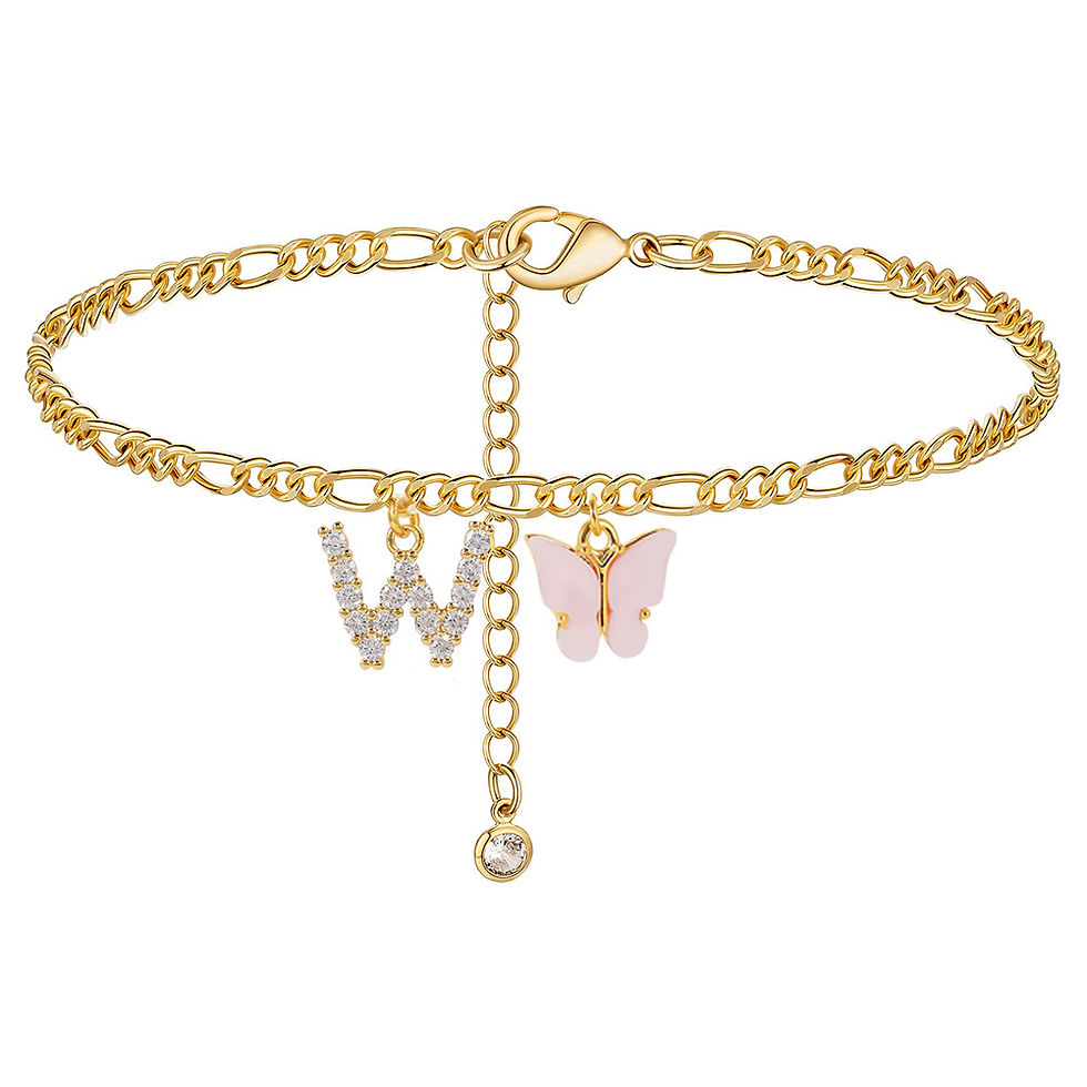 Miniaturbild: Butterfly Cuban Link Anklet A-Z Letter Initial Anklets Bracelet for Women Stainl
