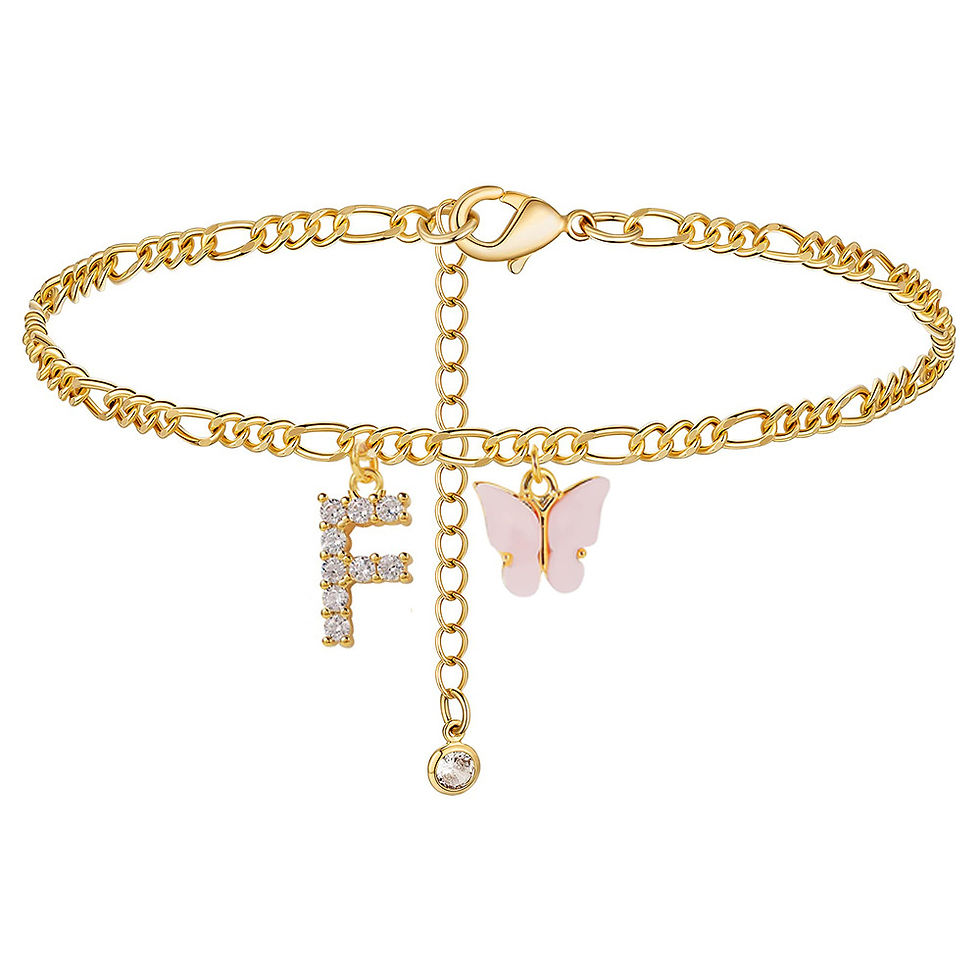 Miniatura: Butterfly Cuban Link Anklet A-Z Letter Initial Anklets Bracelet for Women Stainl