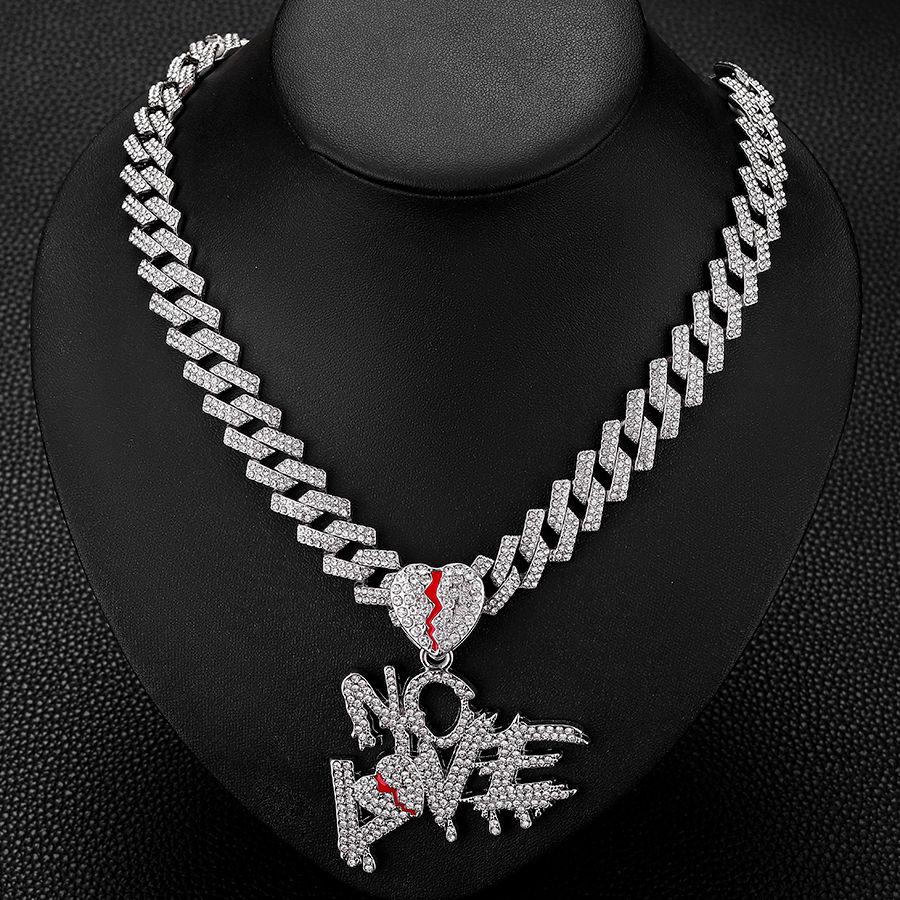 Thumbnail: Cuban chain with alloy and bling rhinestone hip hop NOLOVE