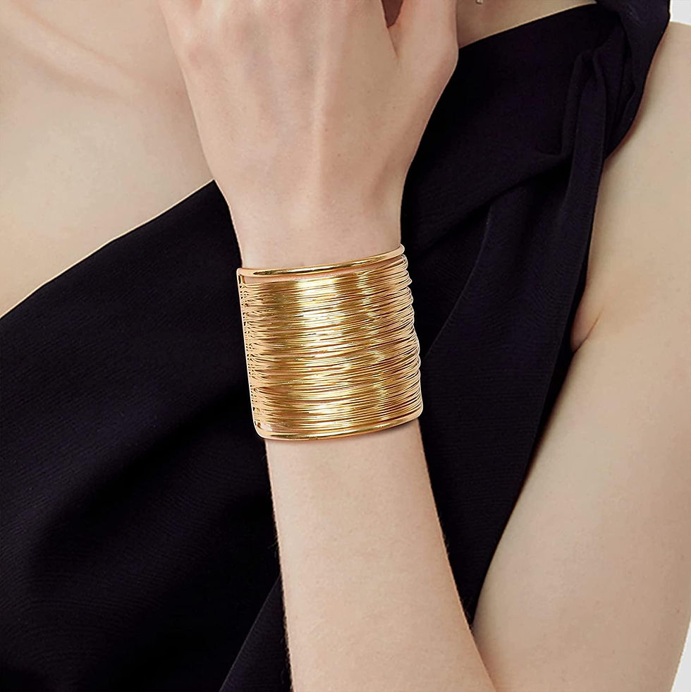 Thumbnail: 8Pcs Gold Cuff Bangle Bracelets for Women Girls Hypoallergenic Open Wide Wire Br