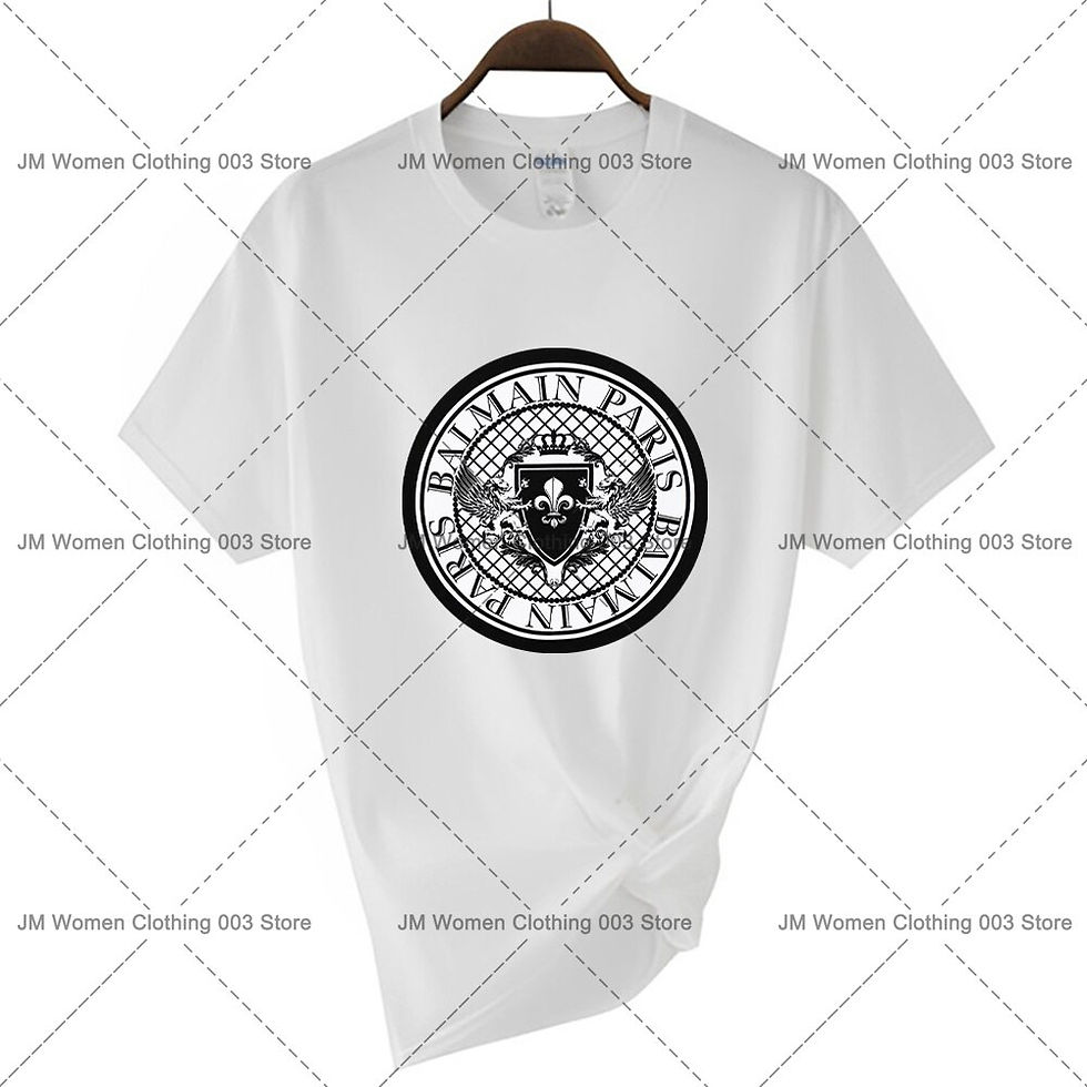 Thumbnail: BALMAIN  Brand T-shirt Short Sleeve Casual Harajuku Basic High Quality Top Y2k