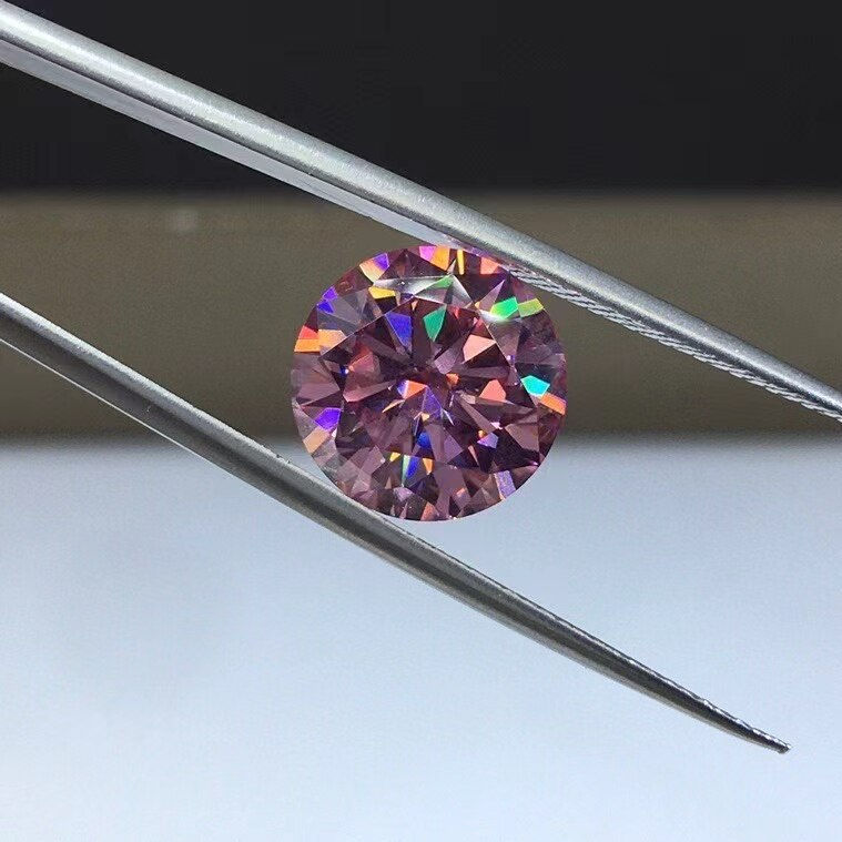 Thumbnail: Pink 5ct Round Moissanite Loose Diamond 11mm Purity FL Diamond 