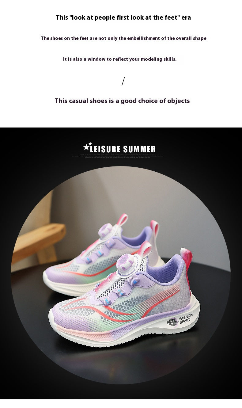 Miniaturebillede: Boys' Shoes 2024 New rotating button summer elementary school running mesh for B