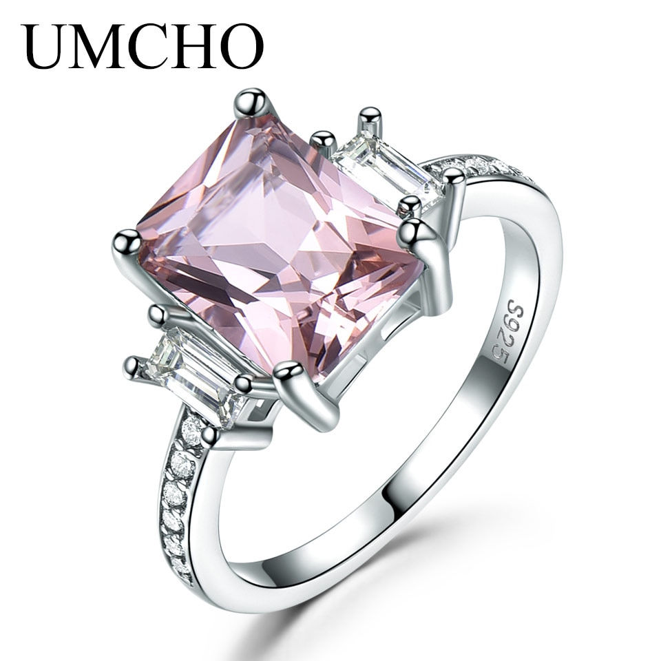 Pikkukuva: UMCHO Green Emerald Genuine 925 Sterling Silver Rings for Women Promise Princess