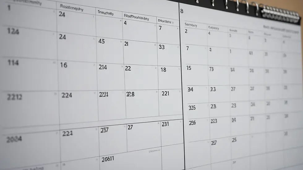 Eye-level view of a calendar filled with organized appointments