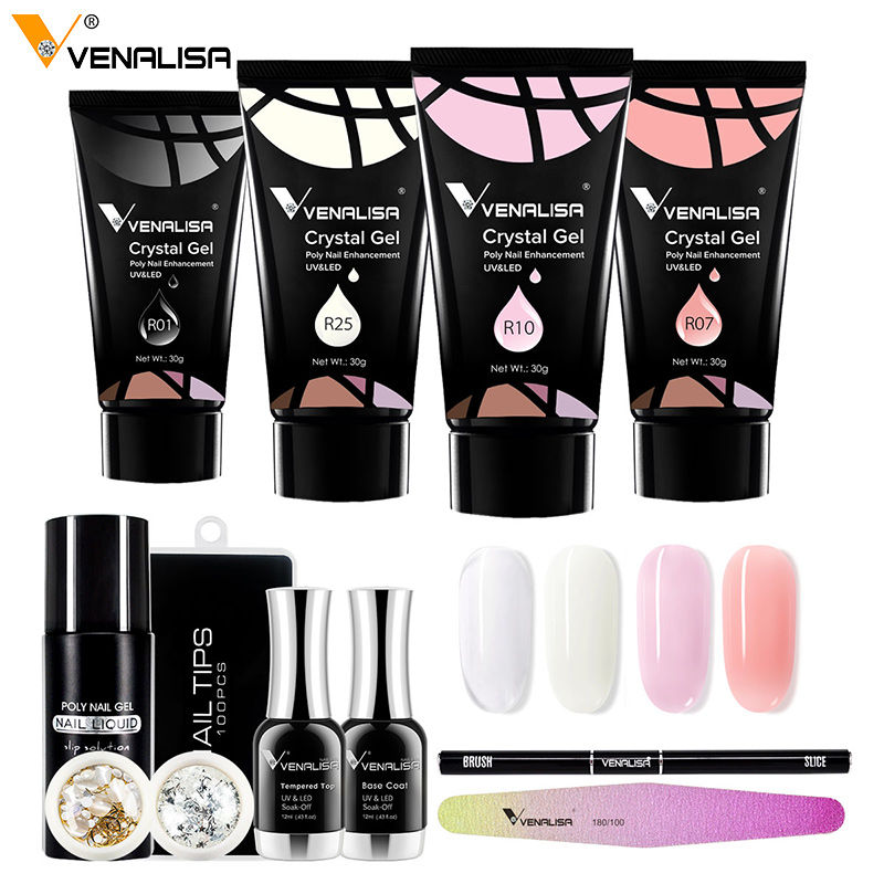 Thumbnail: Venalisa Crystal Gel Nail Art 30g Poly Nail Gel Kit Clear Color 