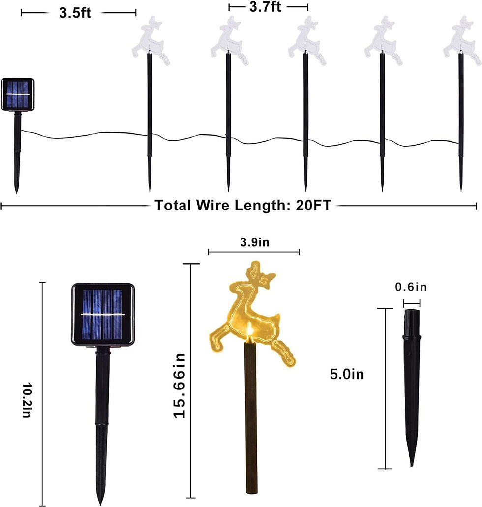 Thumbnail: 5PC Christmas Fawn Solar Stake Lights Waterproof Landscape Christmas Lights Path