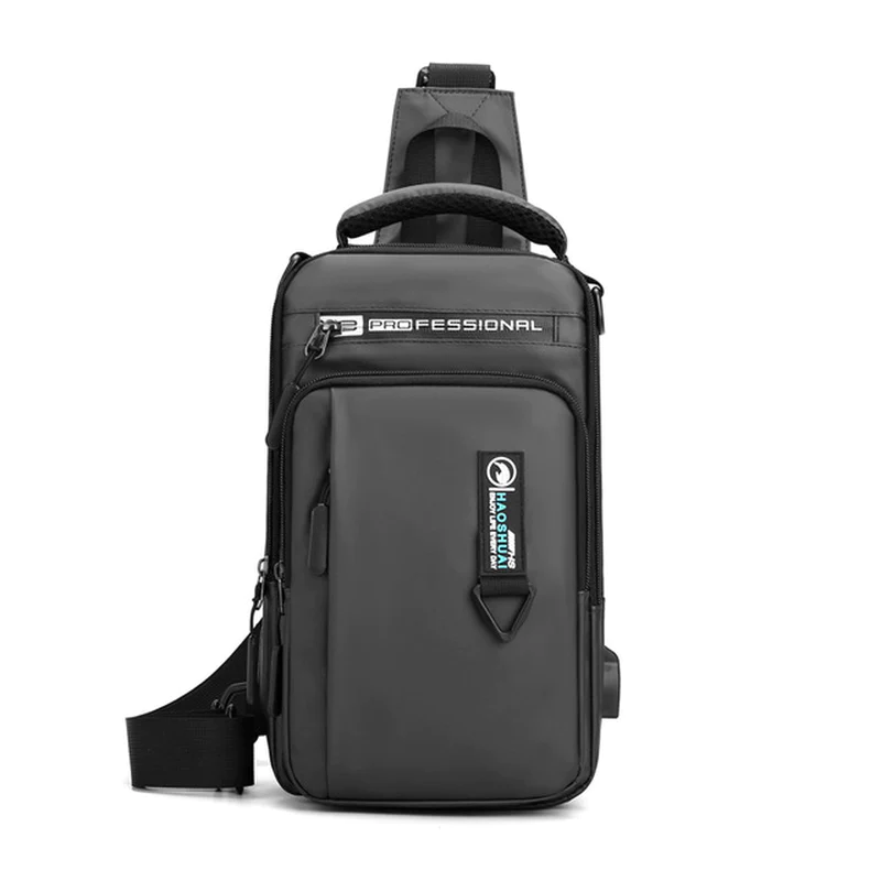 Thumbnail: Men Nylon Crossbody Bag with USB Charging Port Multifunction Outdoor Travel Wate