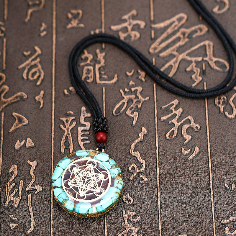 Thumbnail: Orgonite Energy Lotus Pendant Necklace Turquoises Reiki Om Yoga Healing EMF Resi