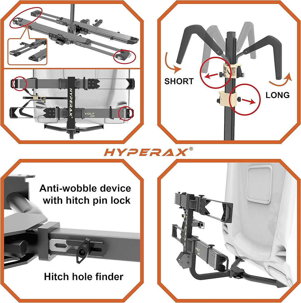 Thumbnail: Lift -Patented Lift Assisted RV Rated Hitch Mounted 2 E Bike Rack Carrier with R