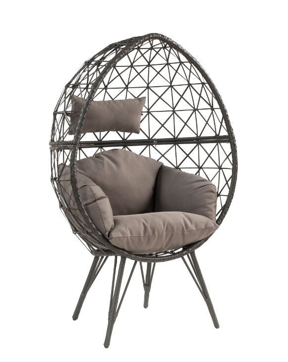 Thumbnail:  Aeven Patio Lounge Chair, Light Gray Fabric & Black Wicker 45111