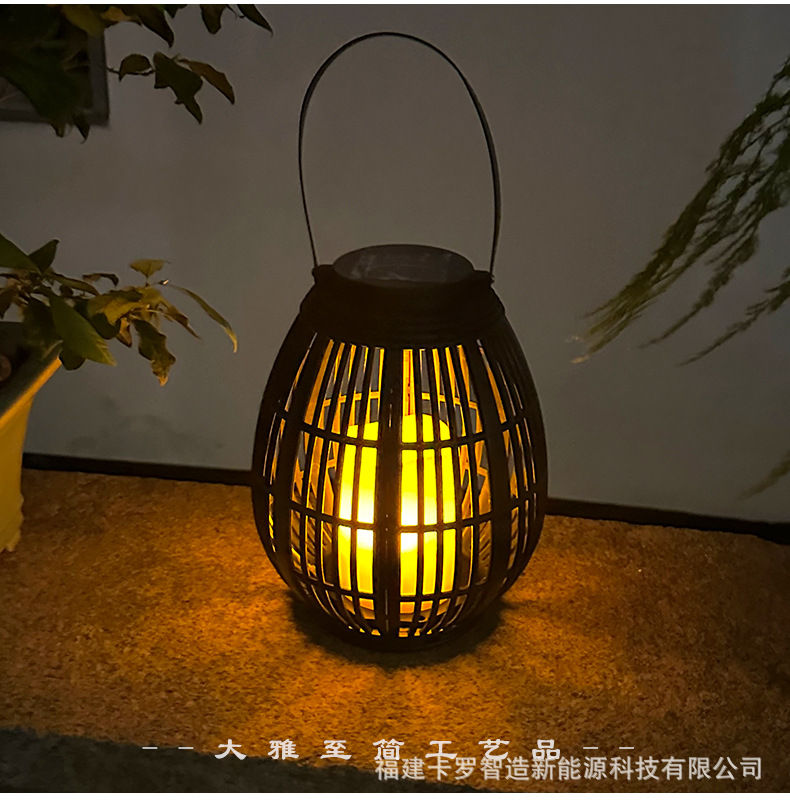 Thumbnail: Outdoor Solar Imitation Rattan Lantern Courtyard Balcony Garden Decoration Candl